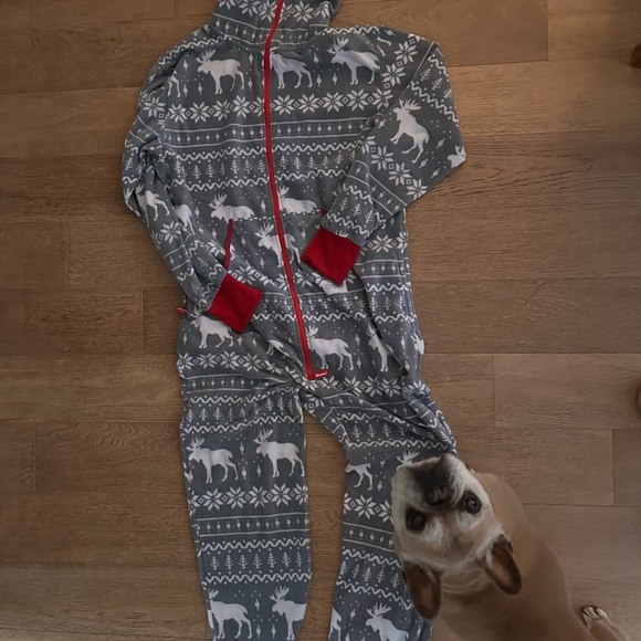 Tipsy Elves Gray and Red Men's Onesie - Picture 5 of 5